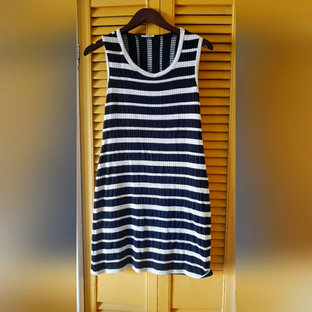 Max Studio Black White Striped Dress Cotton (M)